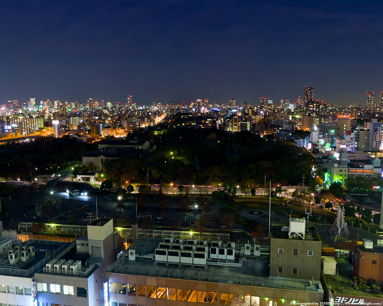 天王寺公園と大阪都心方面の夜景