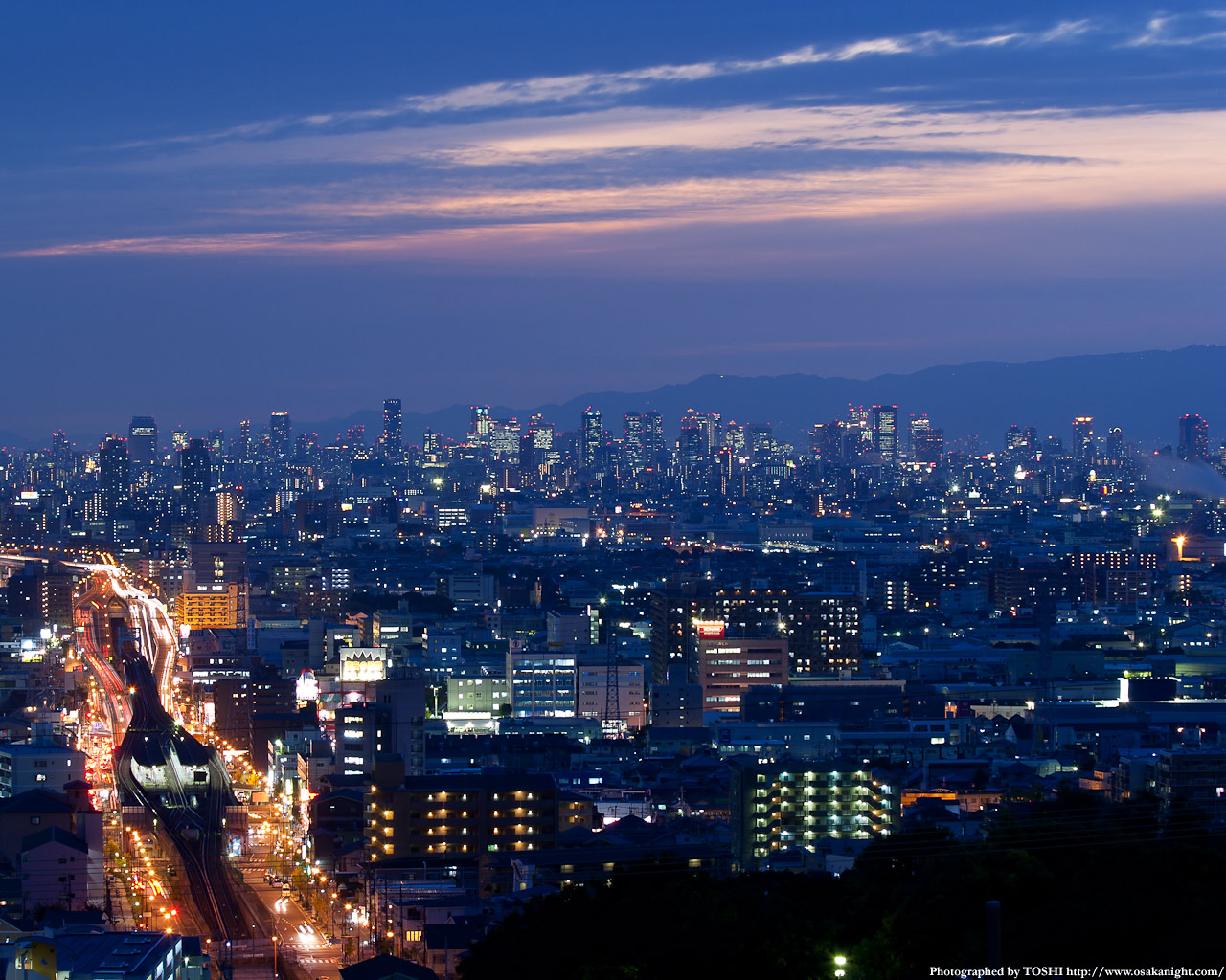 大阪都心方面の夜景