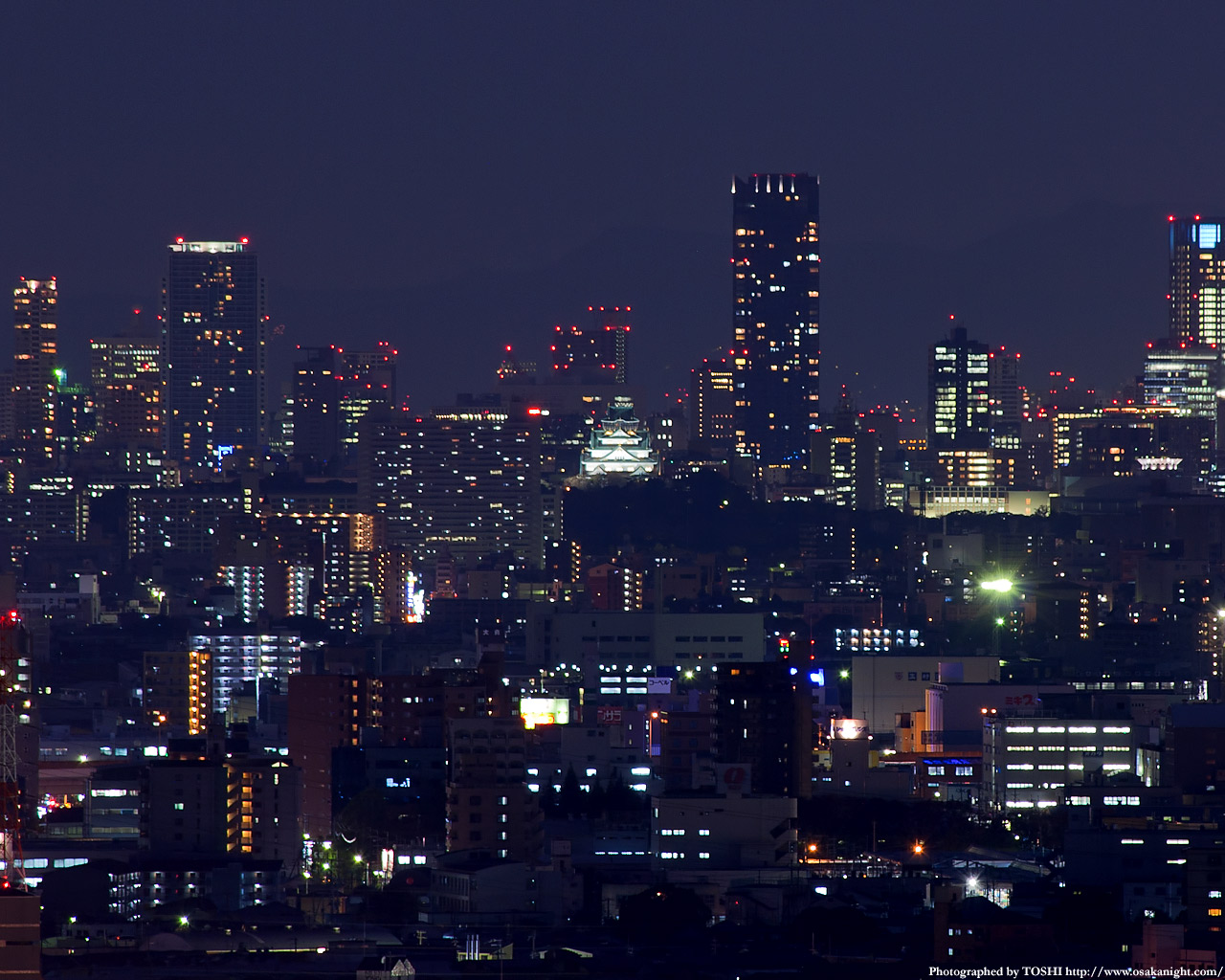 大阪城方面の夜景