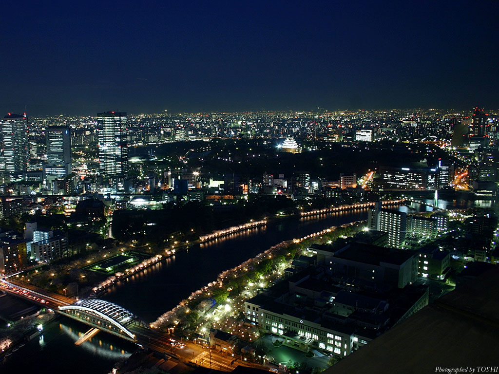 大阪城方面の夜景