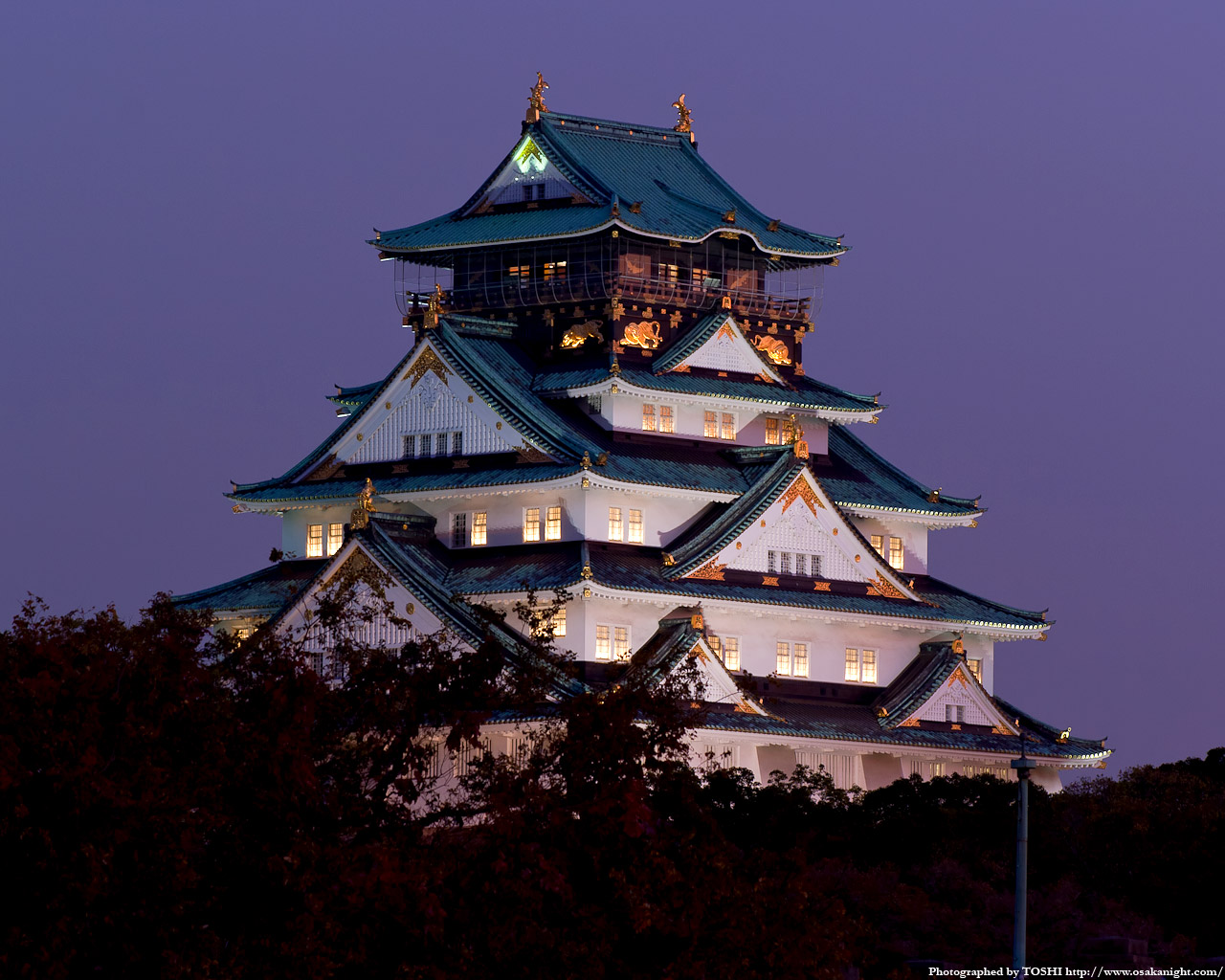 大阪城のライトアップ1