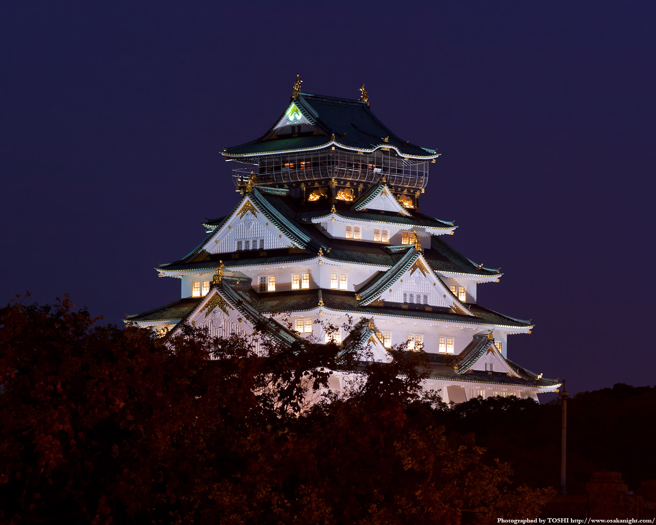 大阪城のライトアップ2